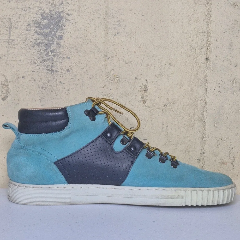 KG Kurt Geiger High Top Sneakers Mens 43 (US 10.5) Blue Suede Leather